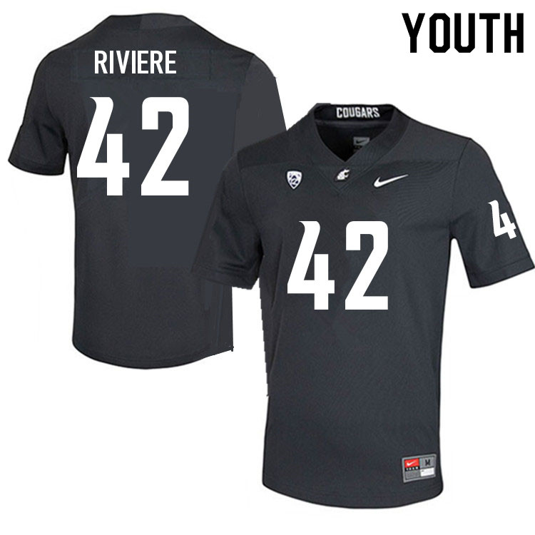 Youth #42 Billy Riviere Washington State Cougars College Football Jerseys Sale-Charcoal